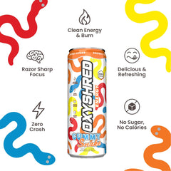 Pouring OxyShred Gummy Snake into a glass for a refreshing boost.