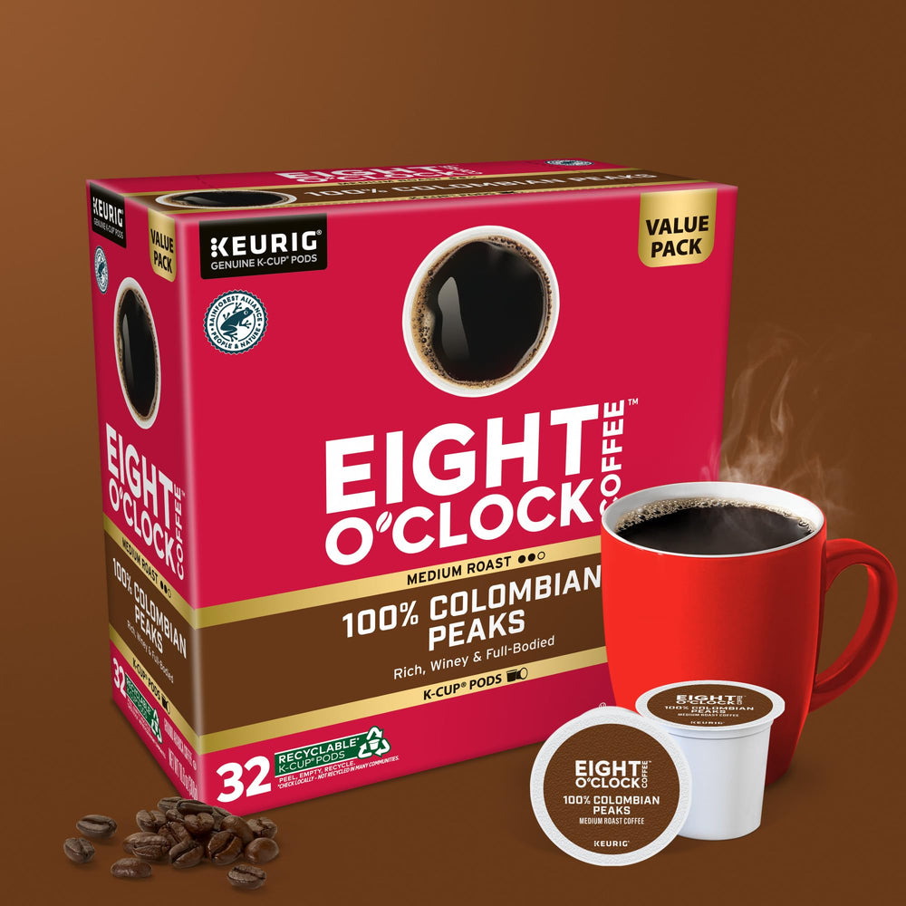 Arabica bean close-up representing Eight O'Clock Colombian Peaks quality.