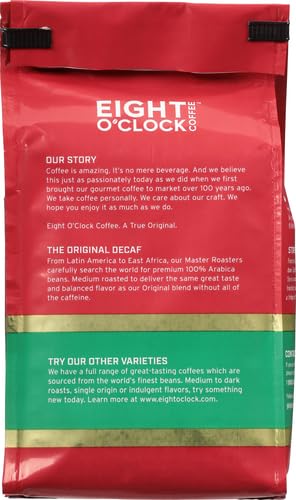 Eight O'Clock Arabica beans close-up signaling high-quality, sweet fruity notes.