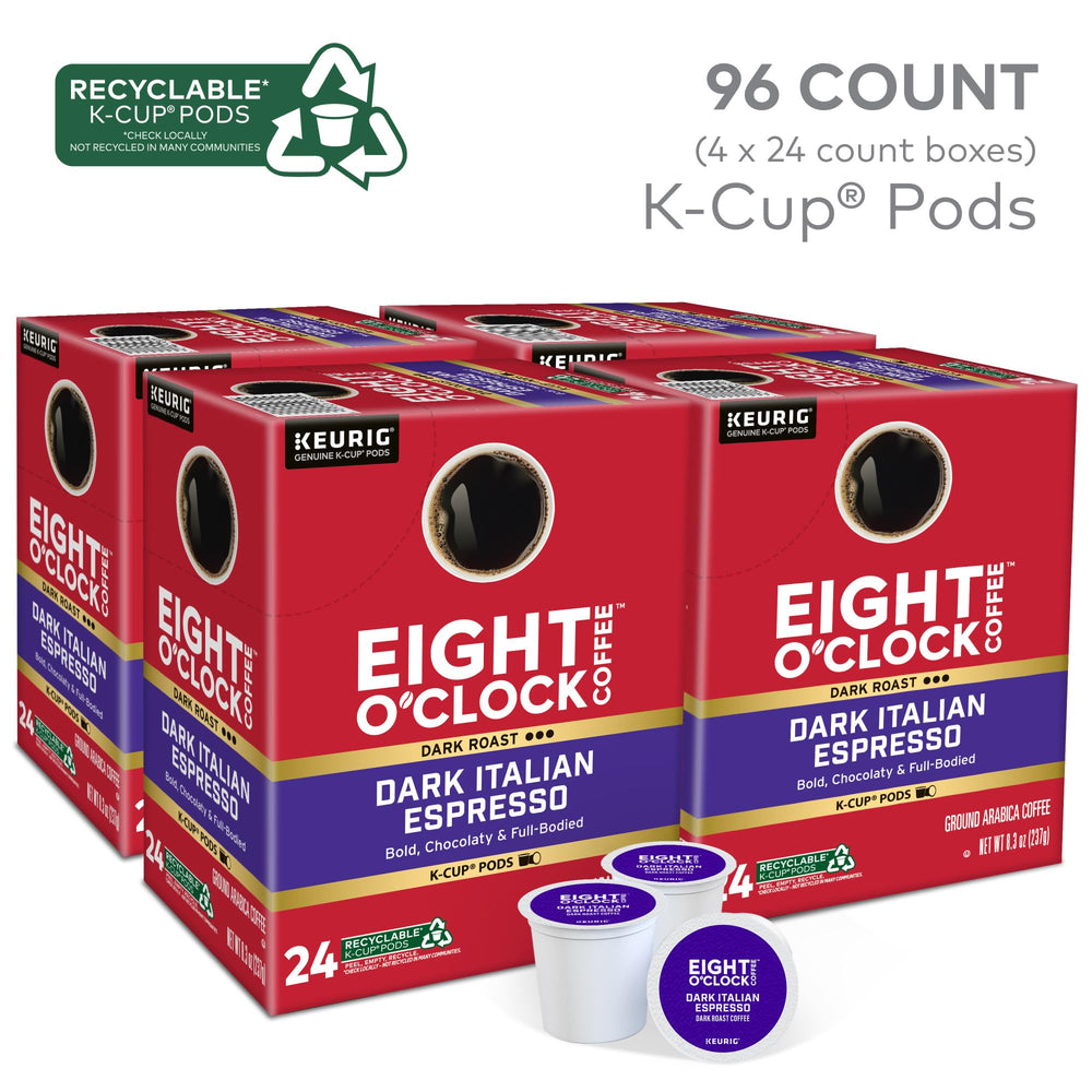 Eight O'Clock Coffee dark italian roast pod in set for multiple brews