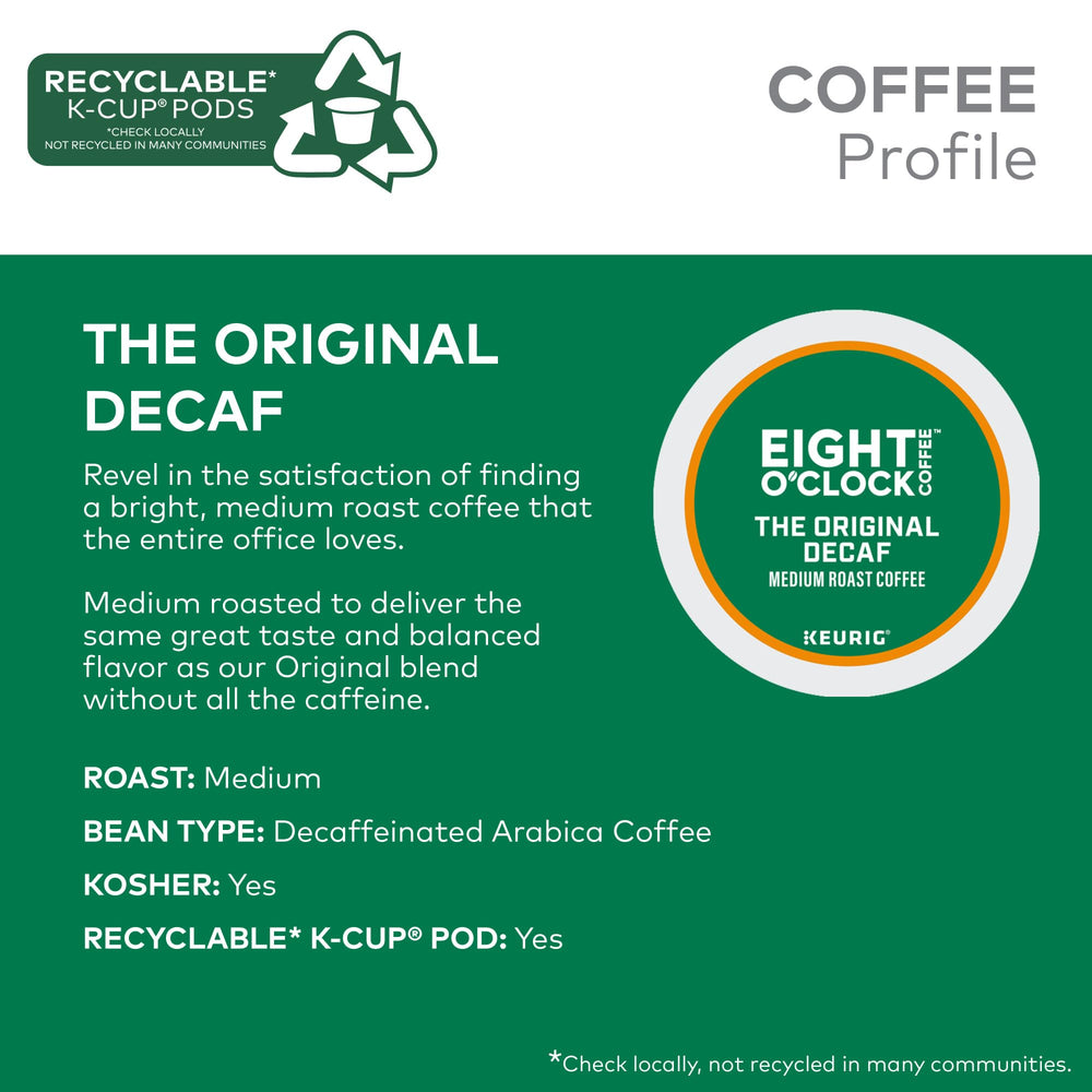 Eight O'Clock Coffee Arabica beans deliver premium taste in every decaf cup