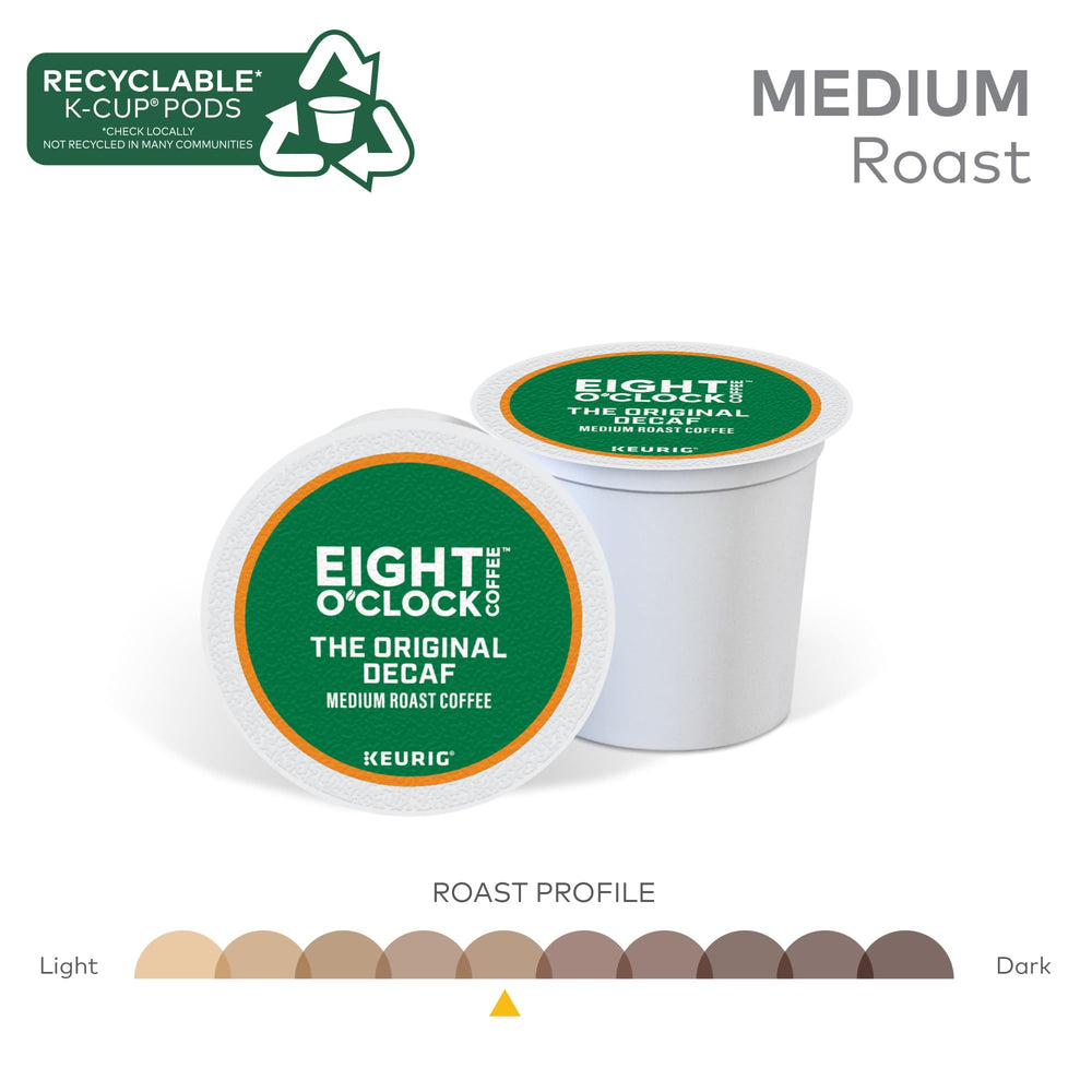 Aromas rise from Eight O'Clock Original Decaf ground and brewed.