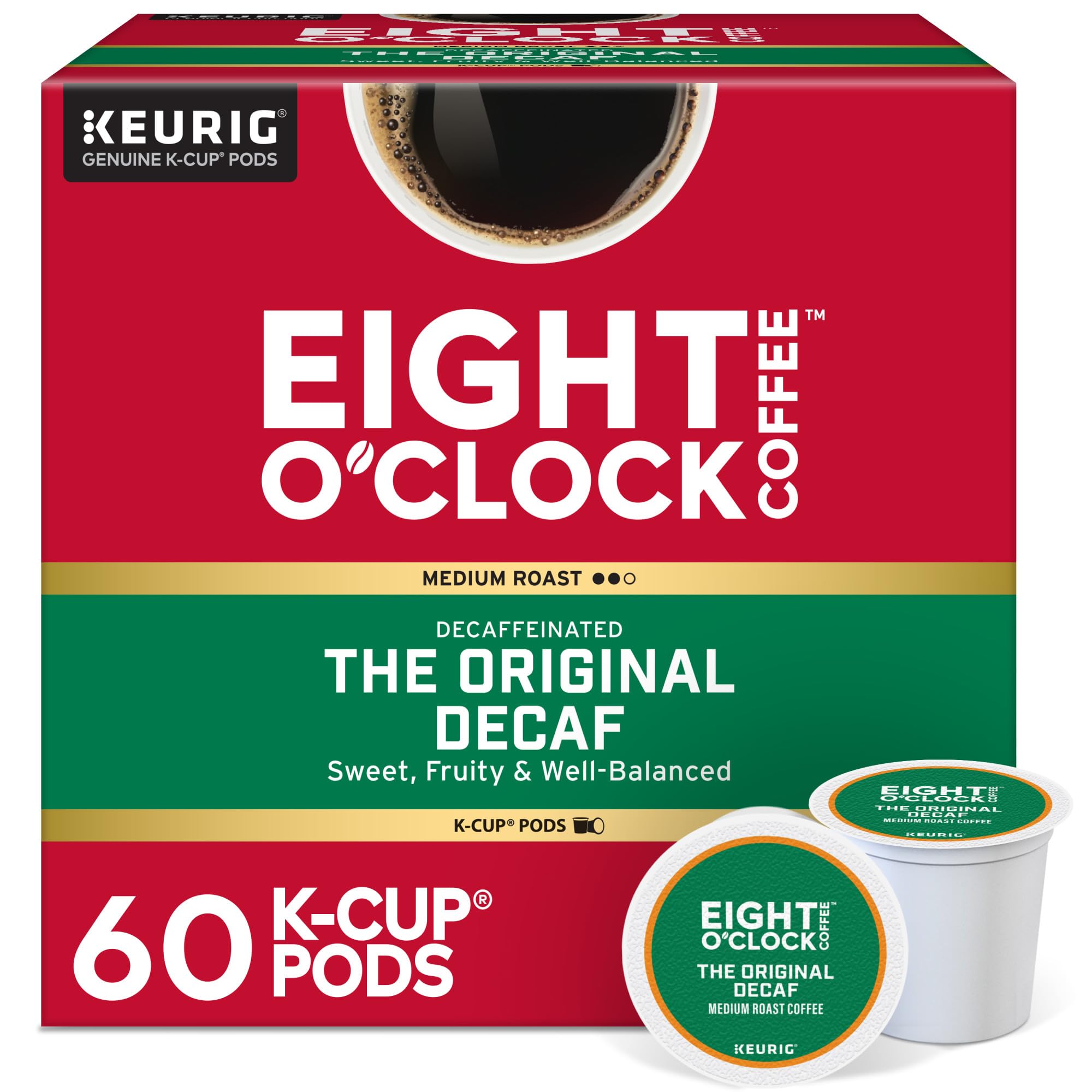 Eight O'Clock Original Decaf K-Cup pod for quick, caffeine-free brewing