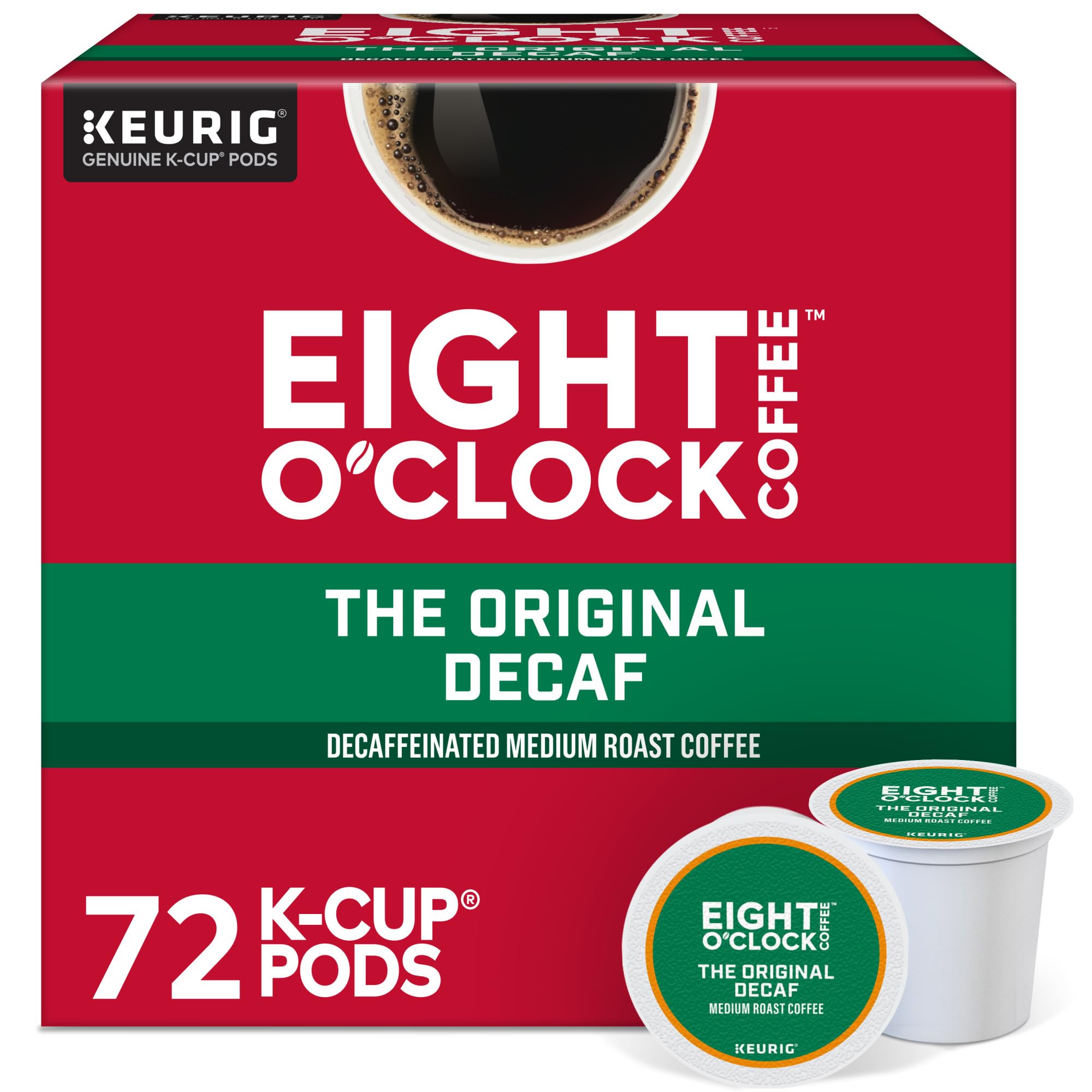 Eight O'Clock Coffee Original Decaf K-Cup pods in pack of 6 for convenient decaf mornings.