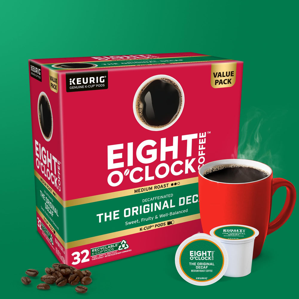 Kosher-certified Orthodox Union label on Eight O'Clock Original Decaf.