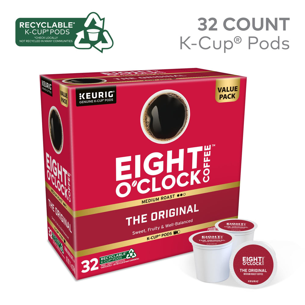Eight O'Clock Coffee Original Keurig-compatible K-Cup pods for easy single-serve brews.