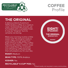 Eight O'Clock Coffee Original Medium Roast Arabica pods with a smooth, full-bodied flavor.