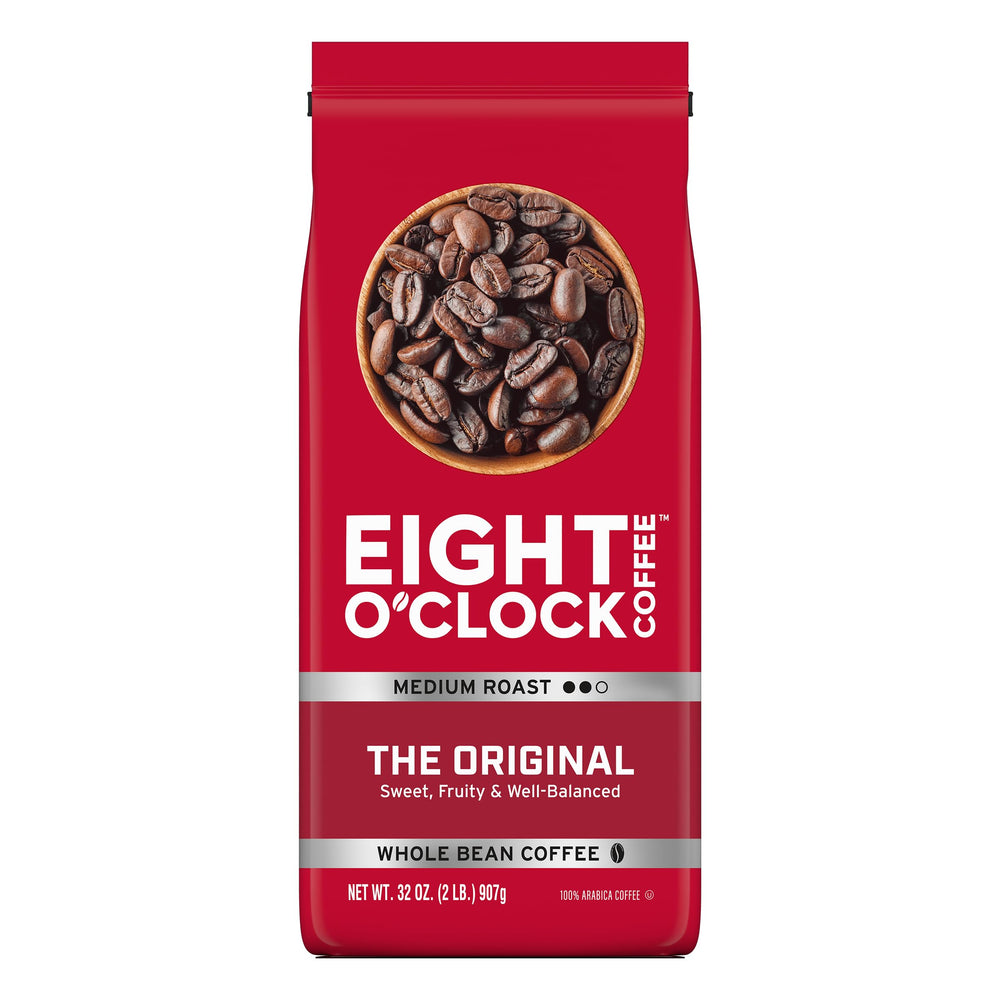 Eight O'Clock Coffee Original Whole Bean Medium Roast 32oz bag delivers a balanced cup.