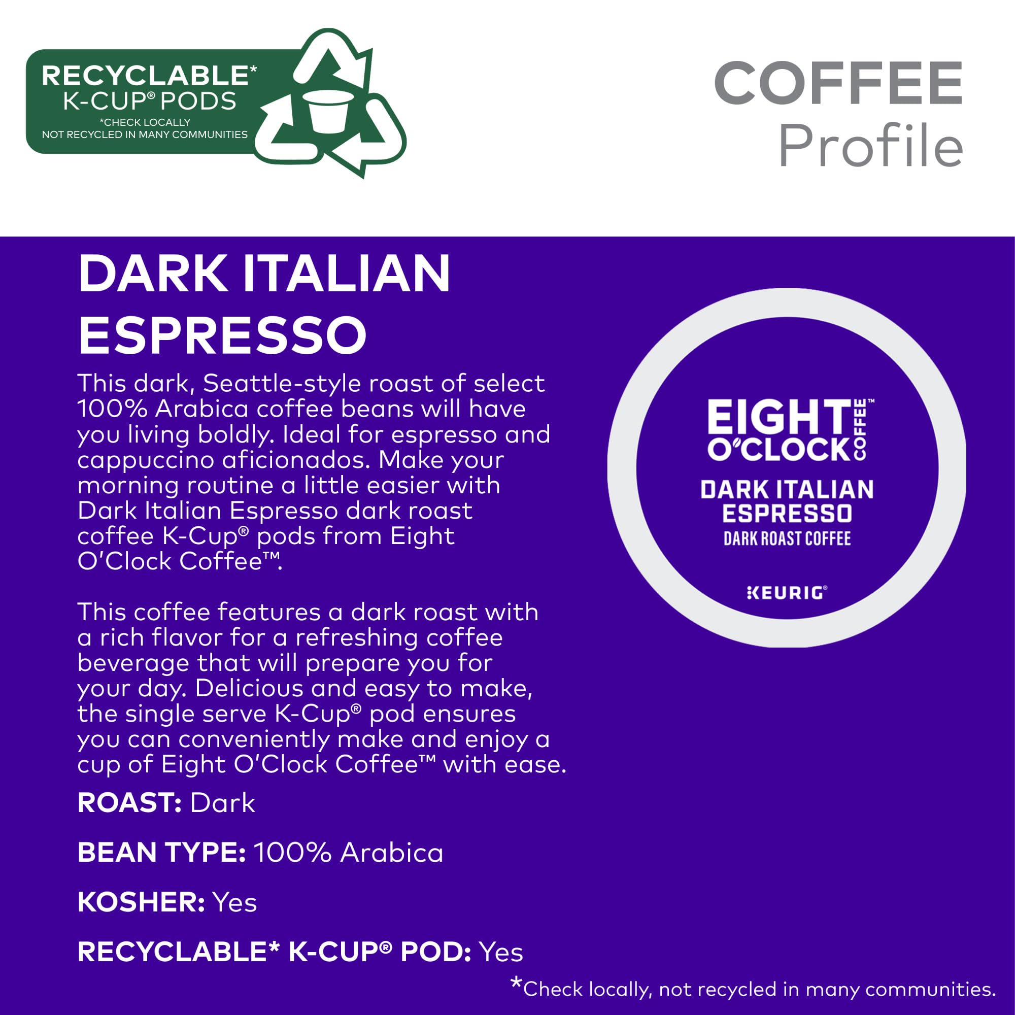 Eight O'Clock Coffee single-serve pod ready in Keurig for quick cup
