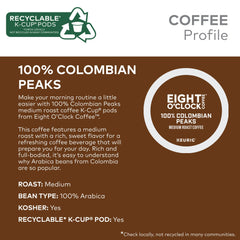 Eight O'Clock Colombian Peaks Arabica beans ready for premium brew.