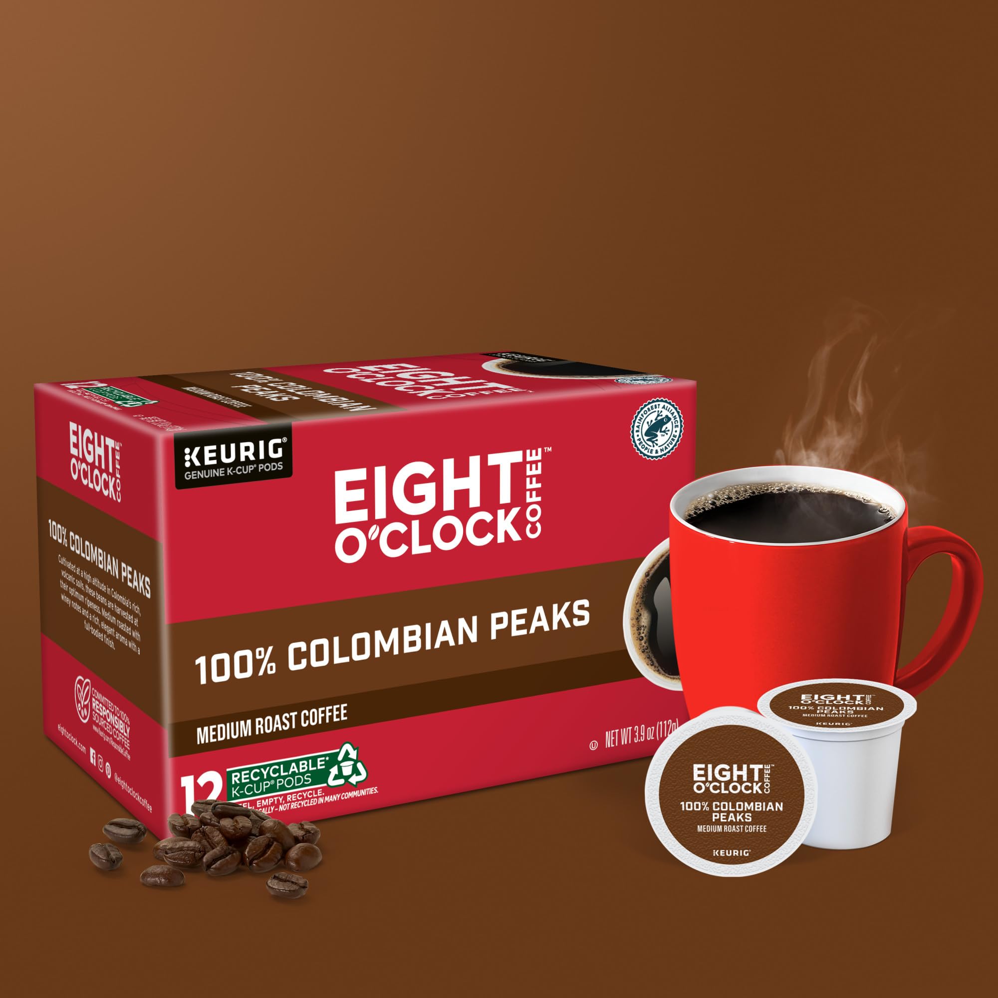 Eight O'Clock Colombian Peaks 72-count box for a steady coffee supply.