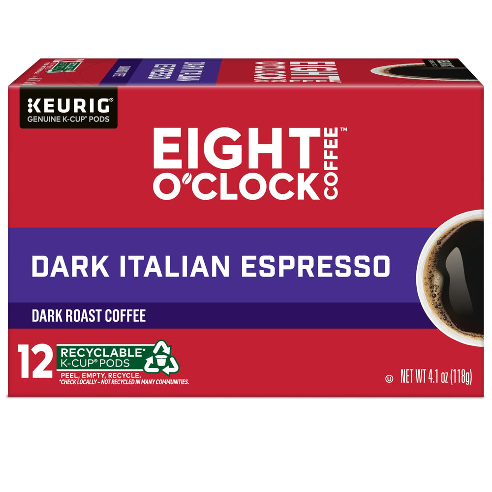 Orthodox Union Kosher certification on Eight O'Clock packaging
