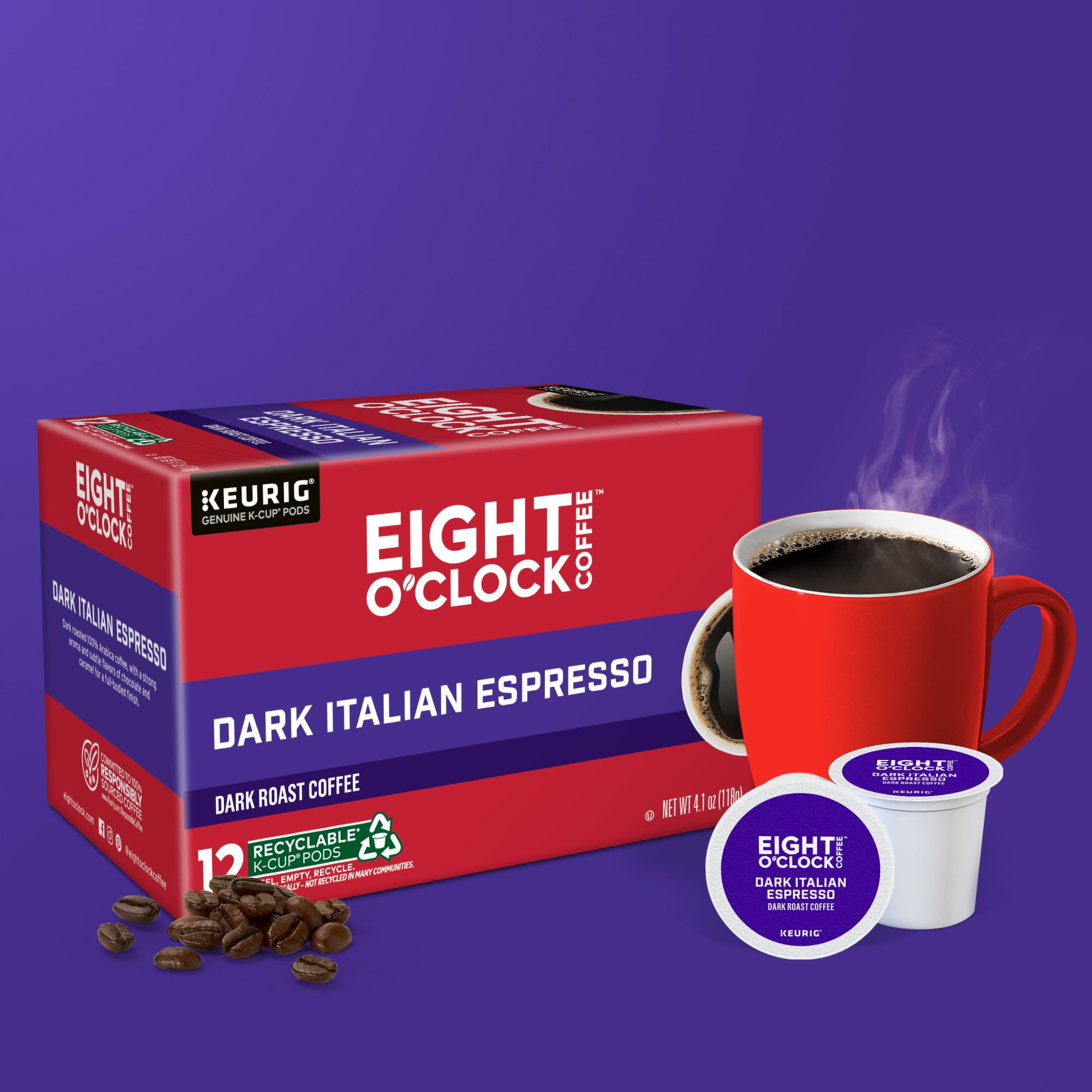 Recyclable K-Cup pods by Eight O'Clock for eco-conscious coffee