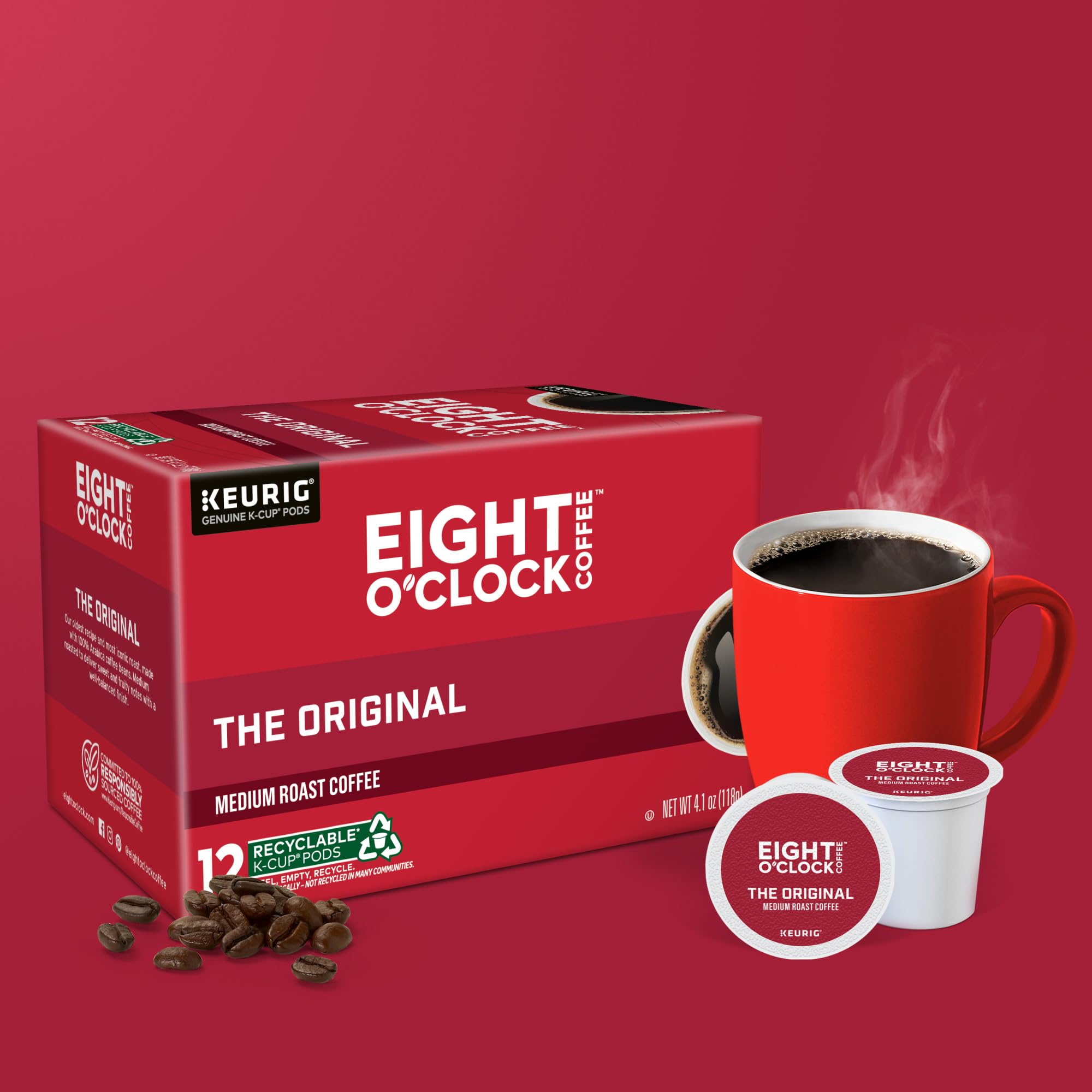 Eight O'Clock Coffee Original Medium Roast Orthodox Union Kosher label.