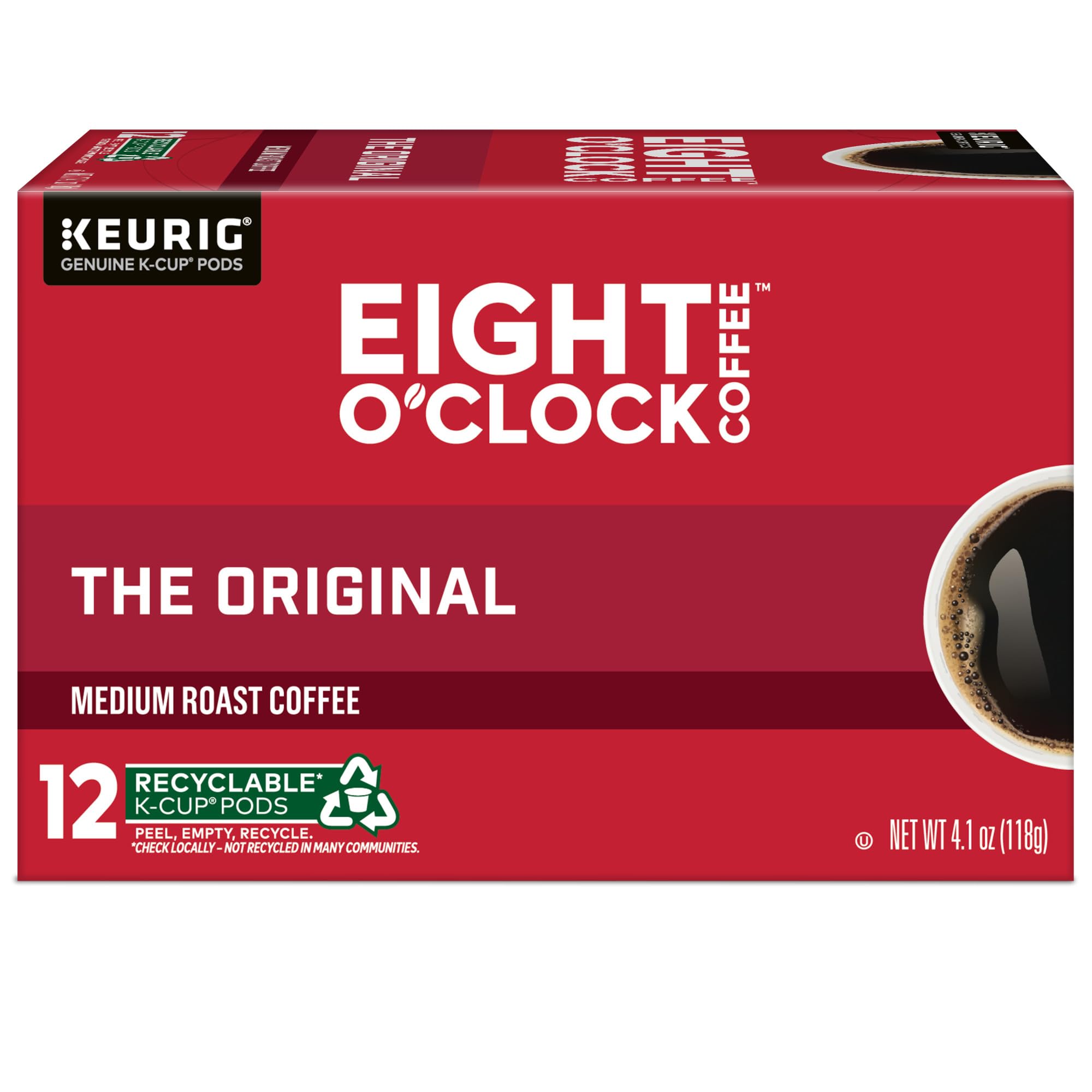 Eight O'Clock Coffee Original Medium Roast packaging label and details.