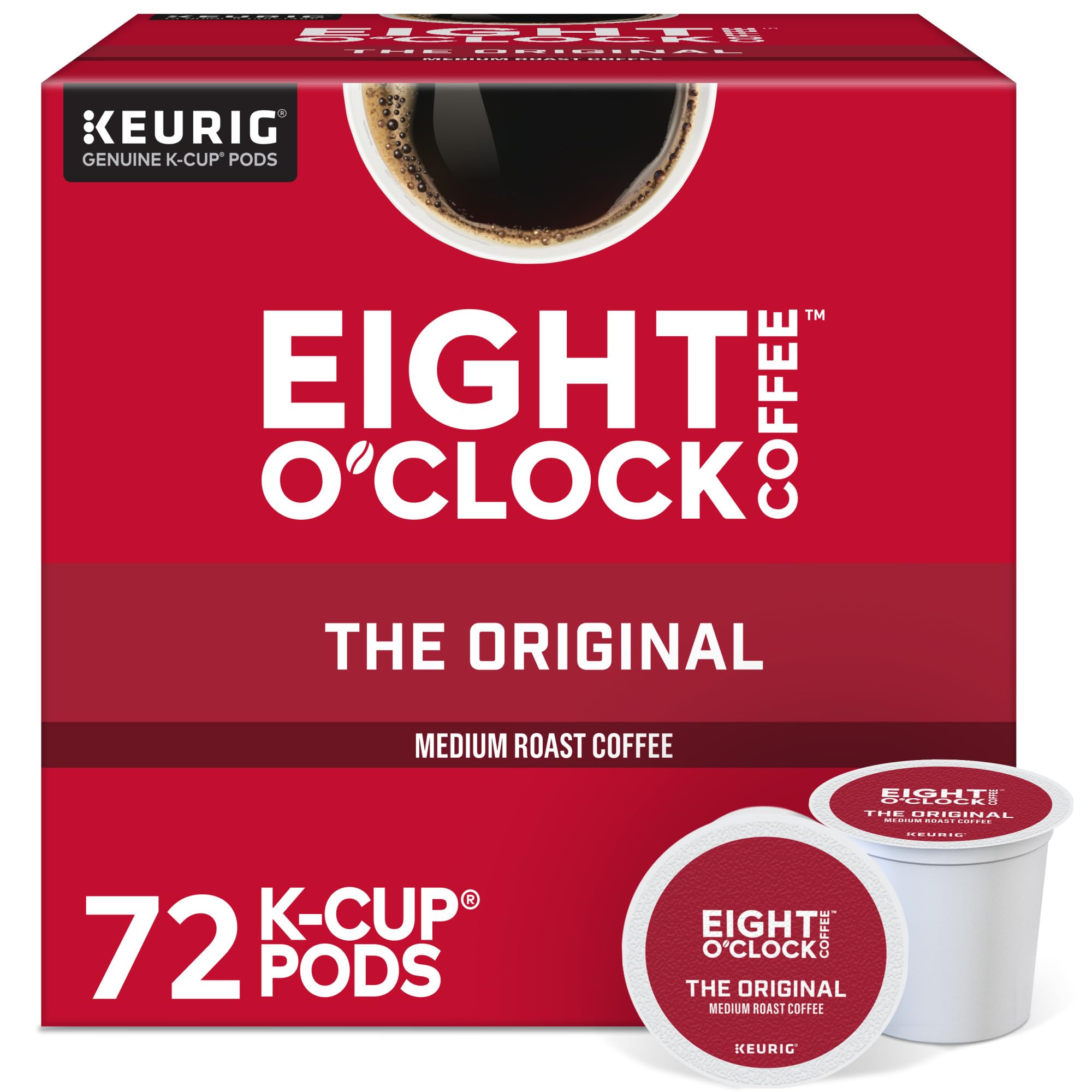 Eight O'Clock Coffee Original Medium Roast pod box for quick Keurig brewing.
