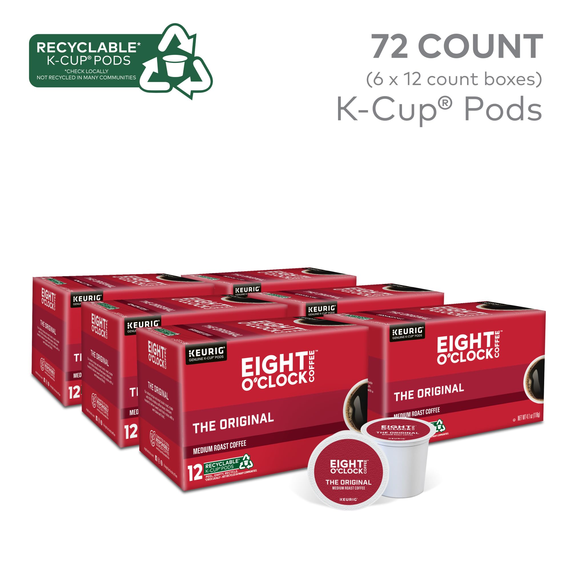 Eight O'Clock Coffee Original Medium Roast pod closeup highlighting premium Arabica.