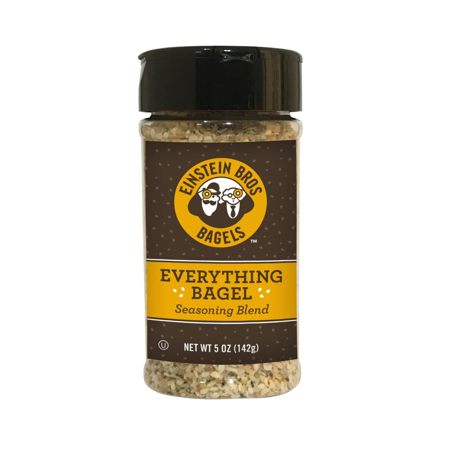 Einstein Bros Everything Bagel Seasoning bottle on pantry shelf for versatile flavor