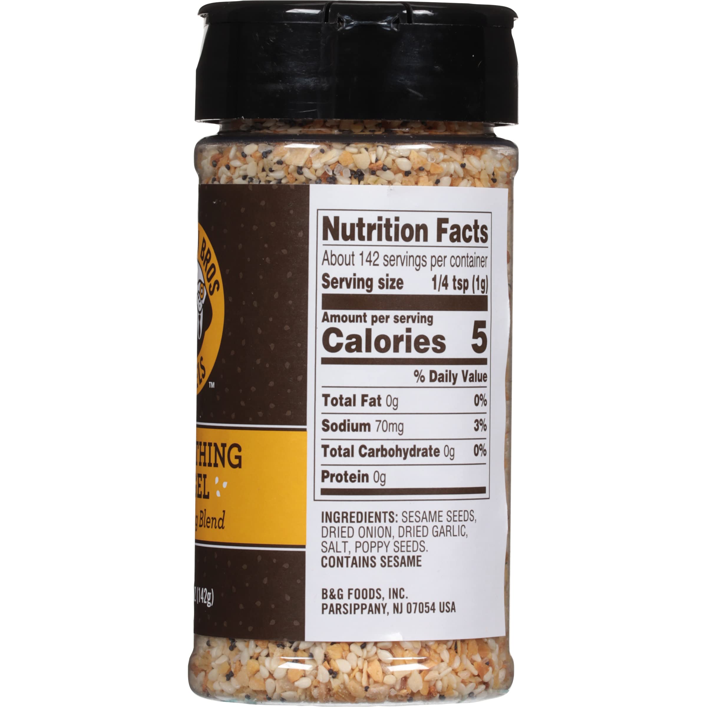 Einstein Bros Everything Bagel Seasoning jar close-up highlighting sesame and seeds