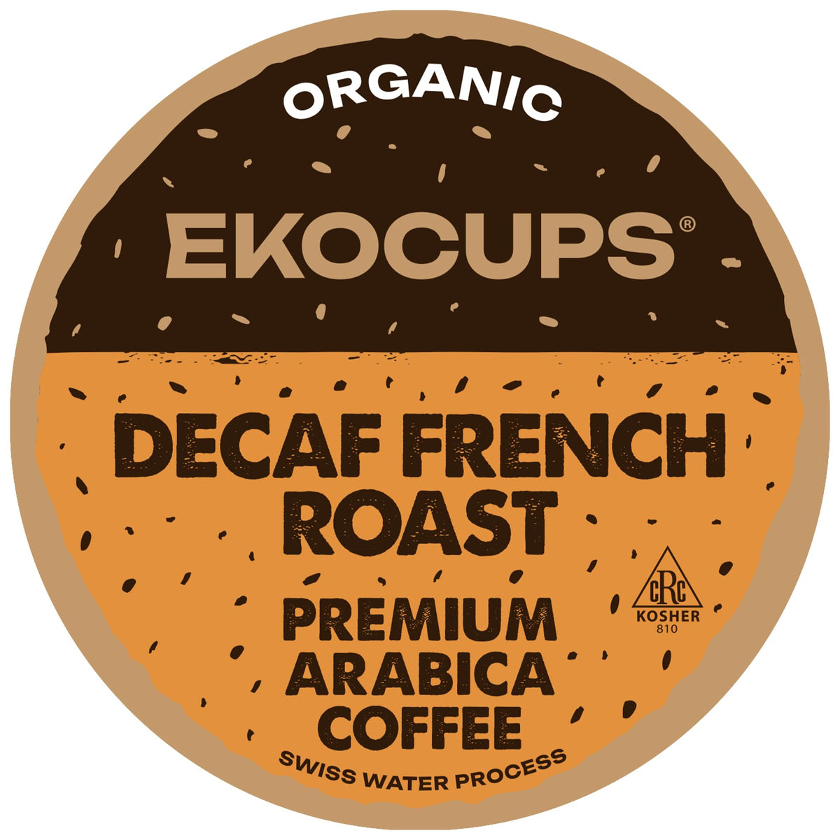 EKOCUPS organic Swiss Water decaf French roast pod ready for Keurig machines
