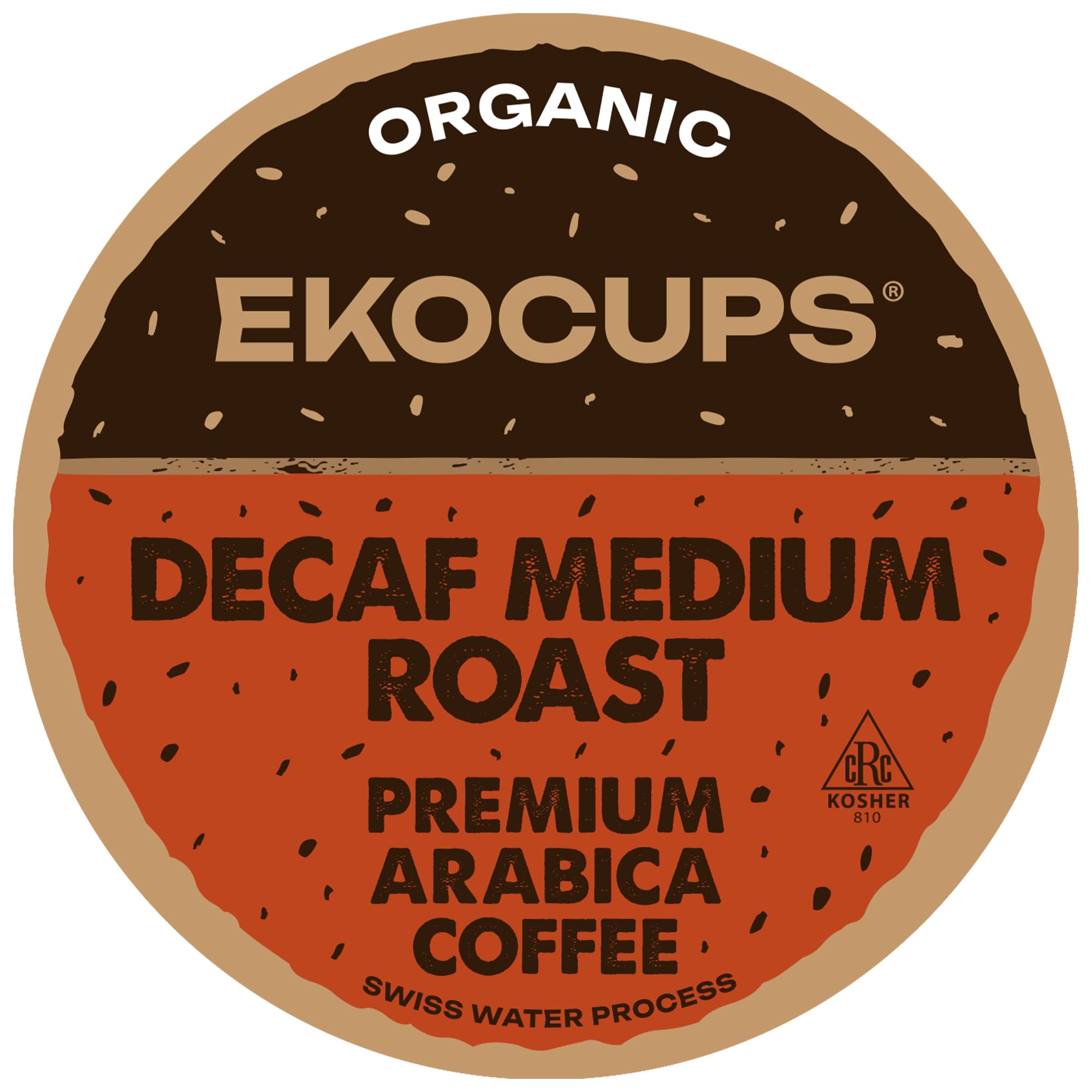 EKOCUPS Organic Swiss Water decaf pod, bold medium roast for anytime enjoyment