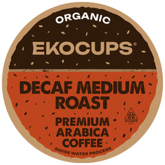 EKOCUPS Organic Swiss Water decaf pod, bold medium roast for anytime enjoyment