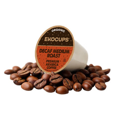 EKOCUPS pod poured over ice, depicting ideal decaf iced coffee usage