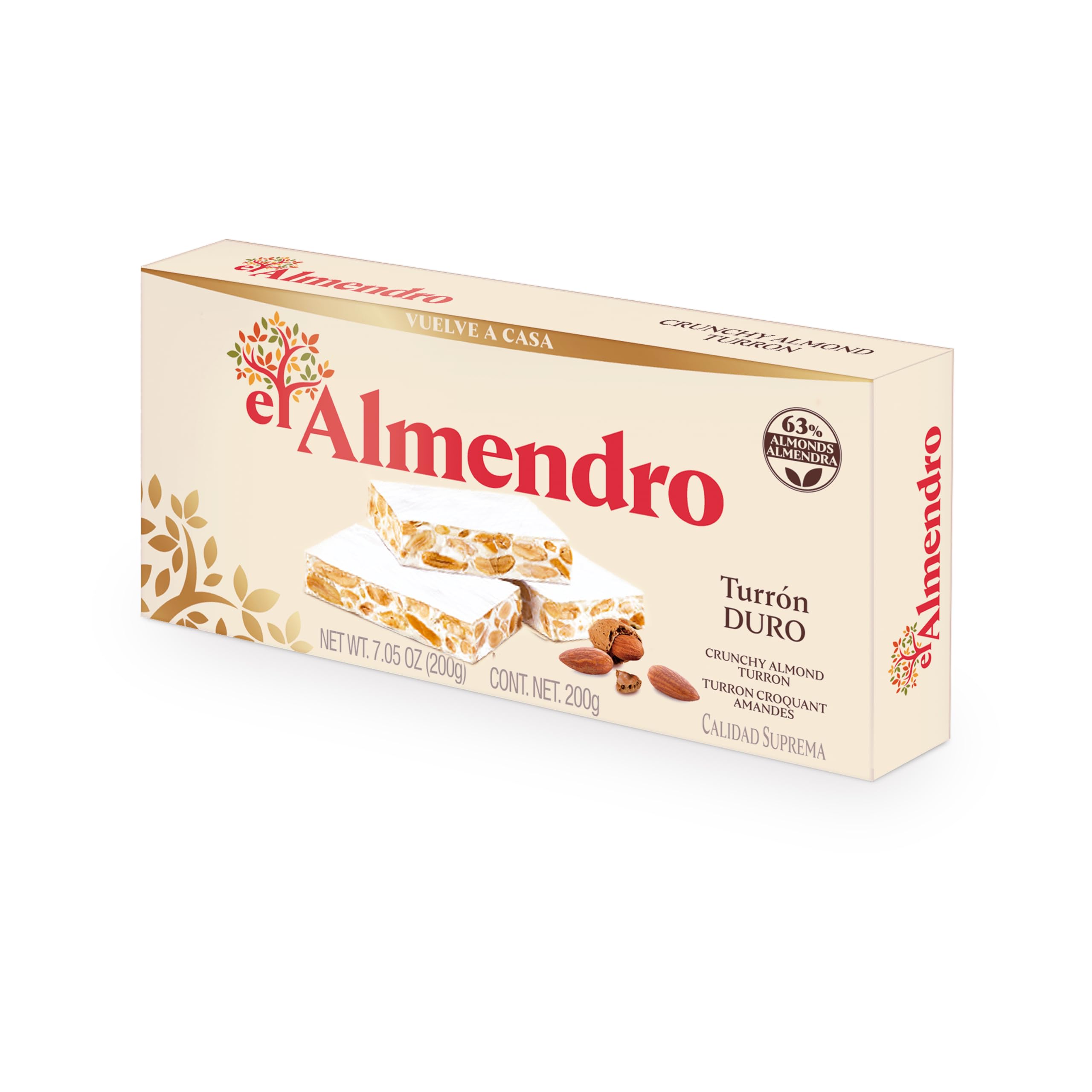 El Almendro Turrón Duro close-up of toasted almonds for premium crunch
