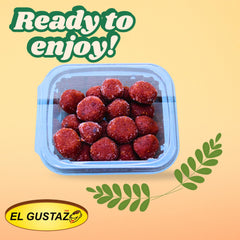 El Gustazo tamarind balls in resealable package for fresher snacking.