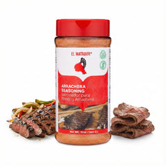 El Matador Arrachera Seasoning jar ready for rich beef flavor