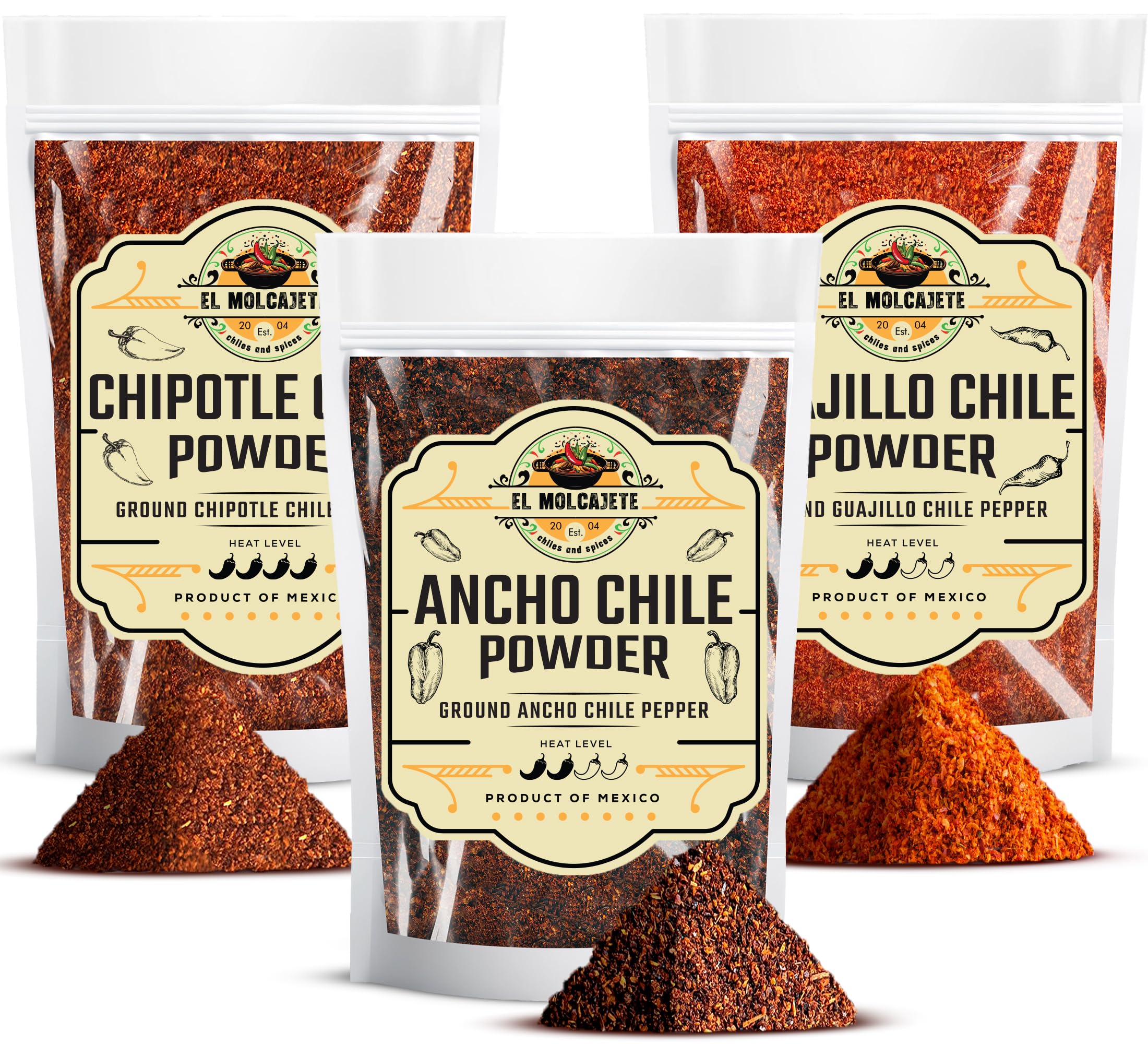 El Molcajete ancho-chile-powder-bag; mild, sweet notes for sauces.