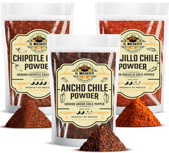 El Molcajete ancho-chile-powder-bag; mild, sweet notes for sauces.