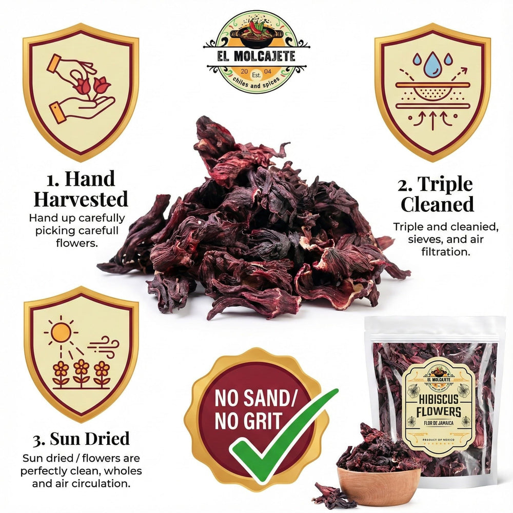 El Molcajete hibiscus flowers hand-packed with care for quality