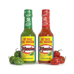 El Yucateco Green habanero sauce bottle being poured, vibrant heat.