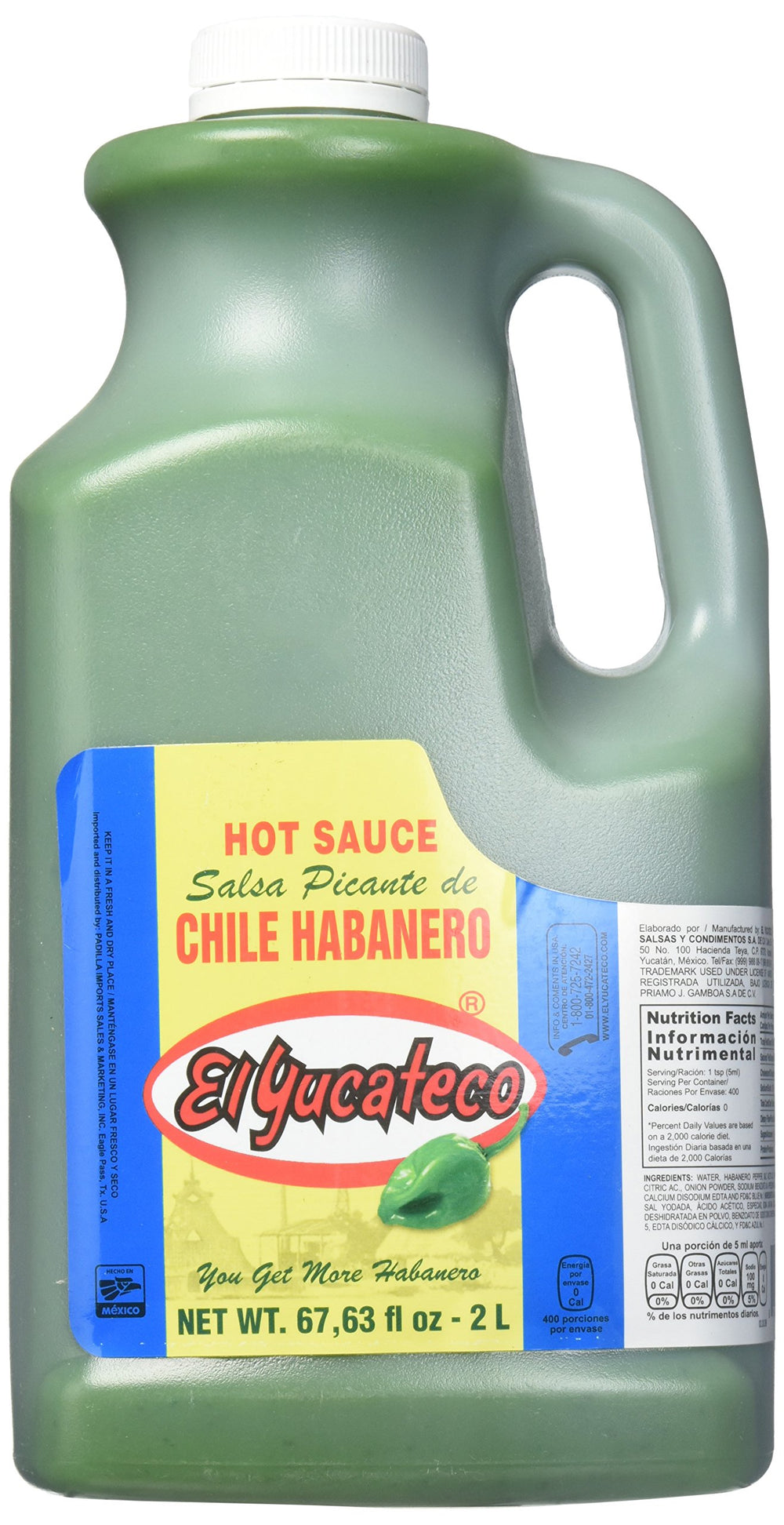 El Yucateco Green Habanero bottle pour adds bold flavor.