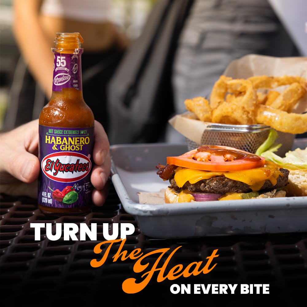 Grilling scene with El Yucateco Habanero Ghost to elevate burgers.