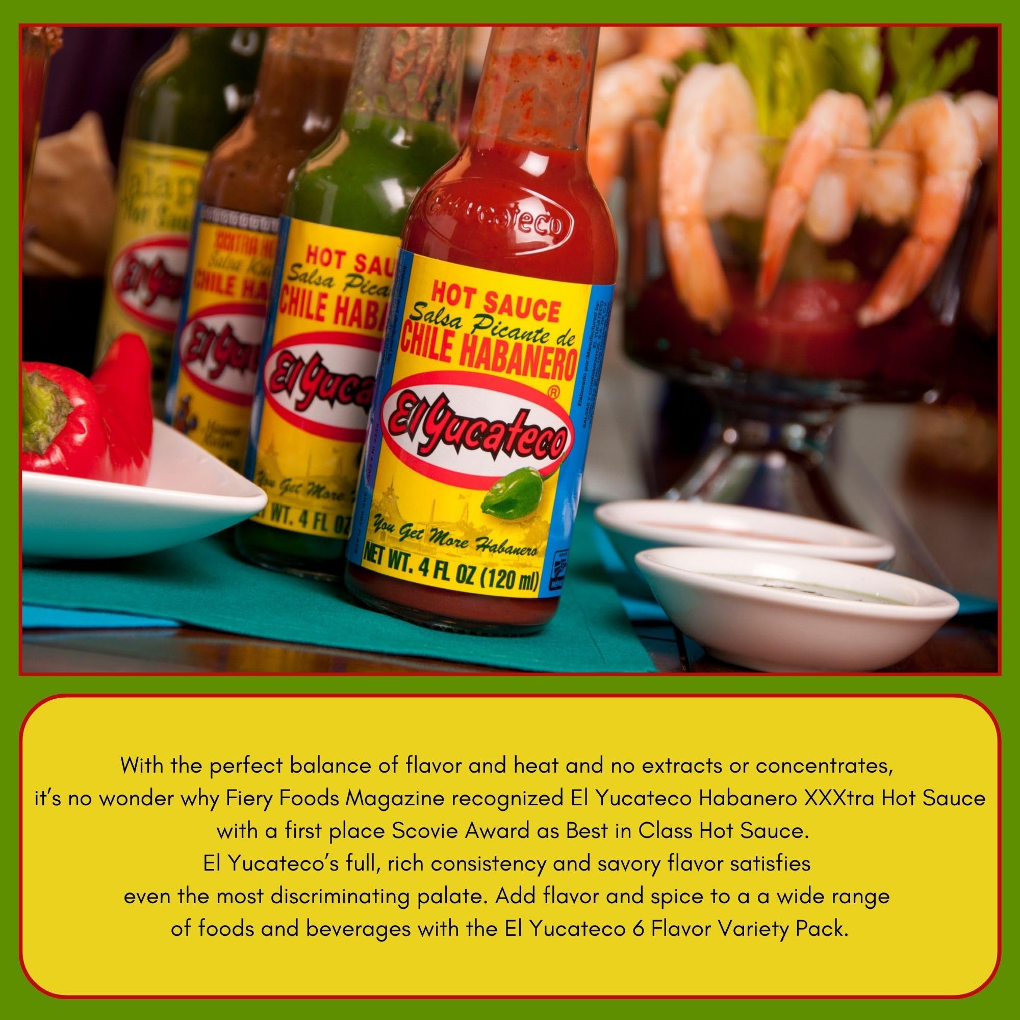 El Yucateco 6-flavor gift box showcases diverse hot sauces for gifting.