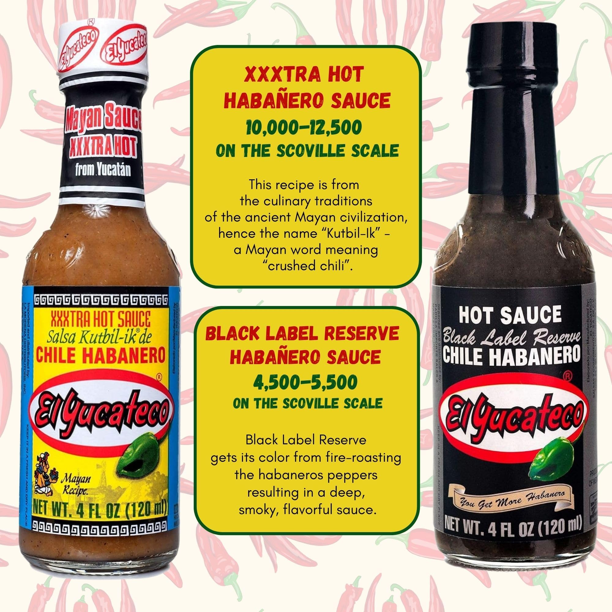 El Yucateco XXXtra Hot Habanero sauce delivers explosive heat to meals.