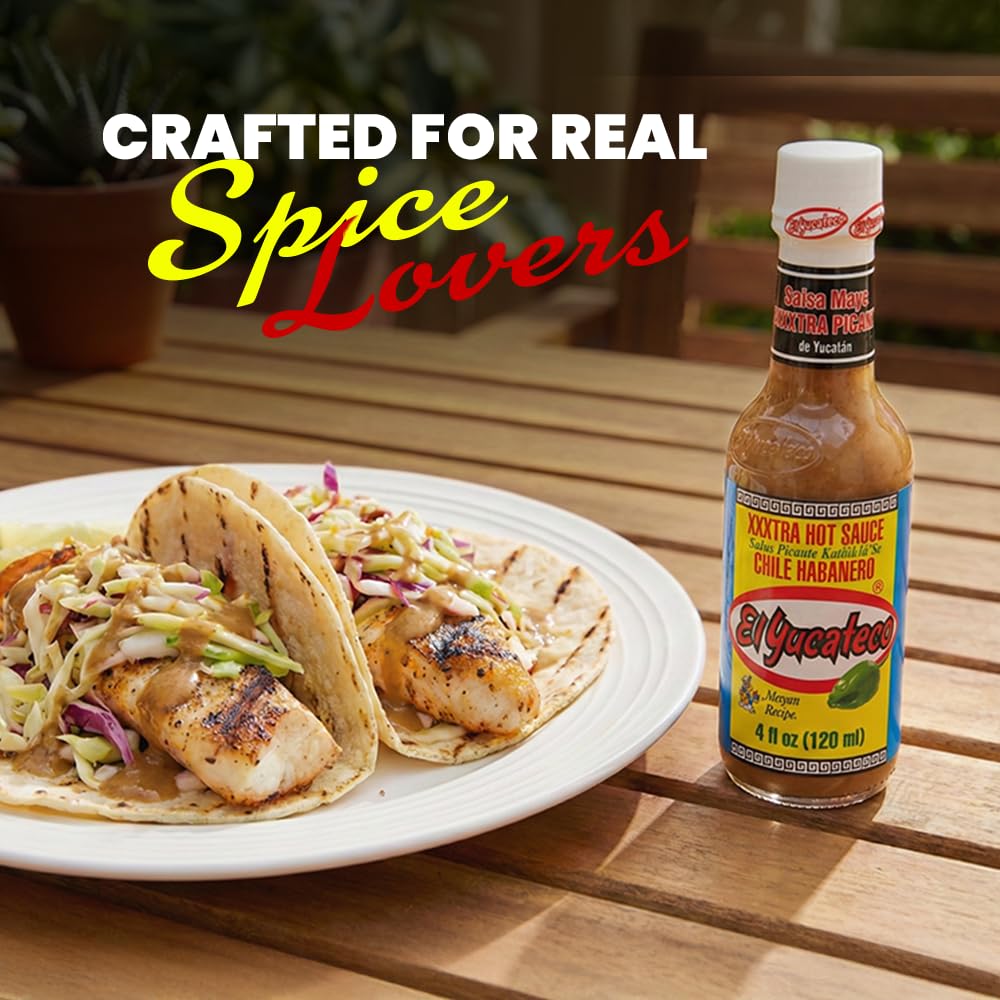 El Yucateco XXXtra Hot Habanero sauce on eggs — vibrant heat enhancing morning meals.
