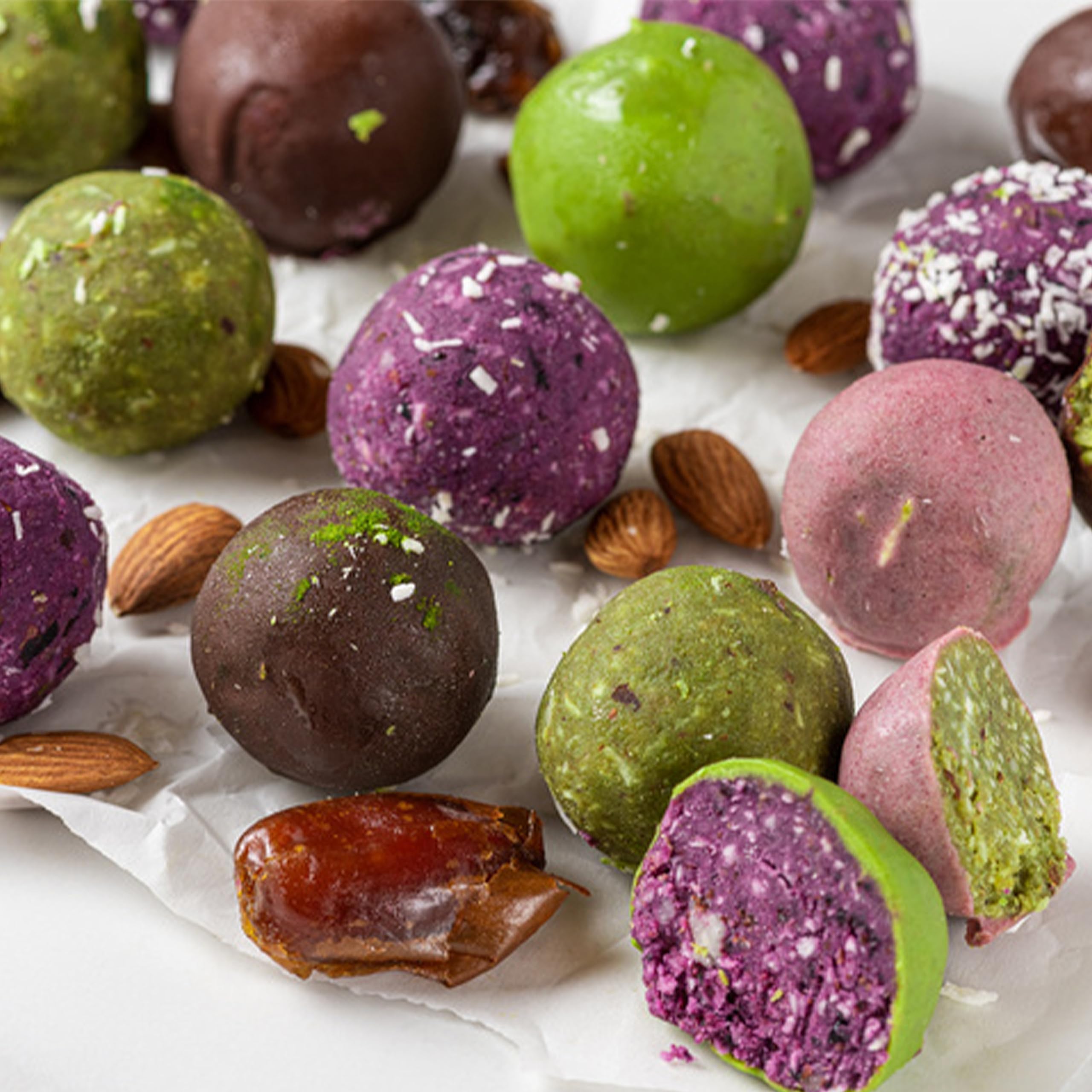Elan Acai Blueberry Cashews close-up glaze reveals glossy berry coating.