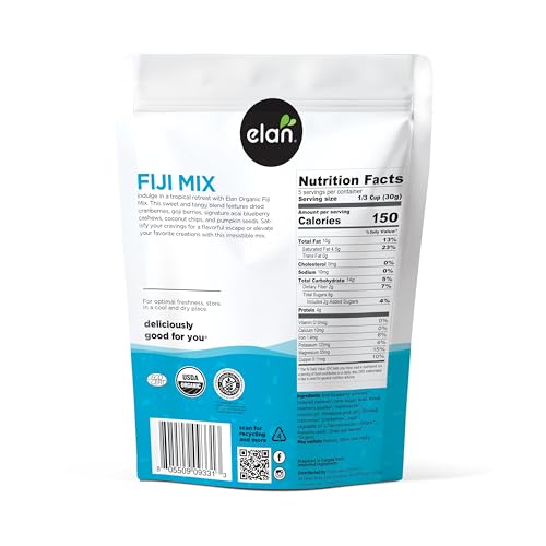 Elan Fiji Mix blueberries and cashews with acai, a protein-boosting treat.
