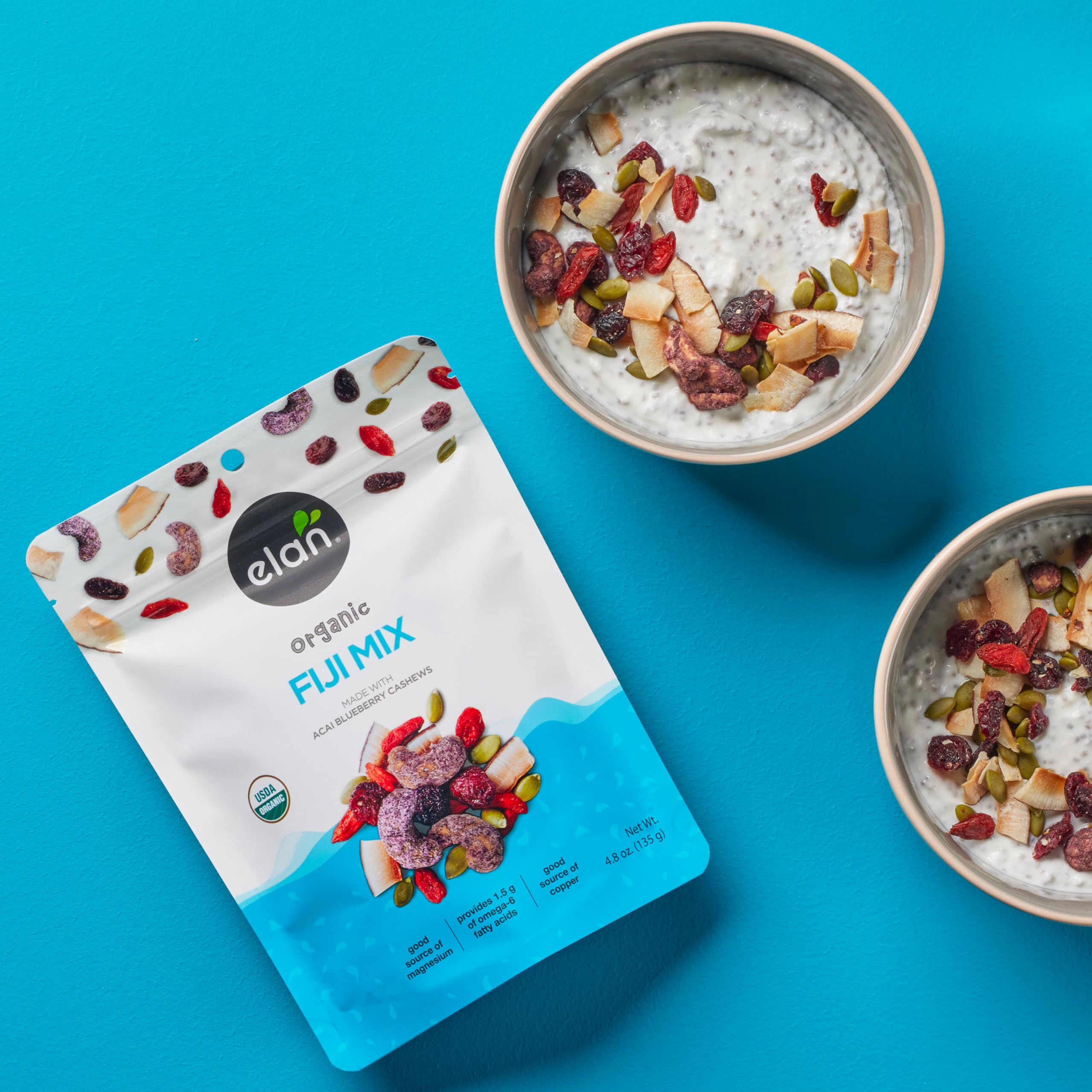 Elan Fiji Mix pumpkin seeds highlight crunchy texture for energy on the go.