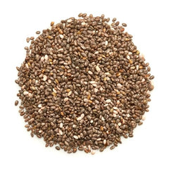 Elan Organic Chia Seeds bottle close-up showing omega rich seeds for meals