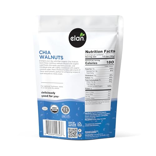 Elan Organic Chia Walnuts with goji berry powder, nutritious bite