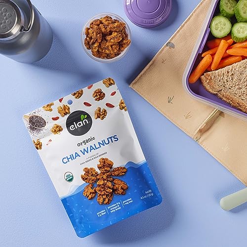 Elan Organic Chia Walnuts in resealable pouch, gluten-free and vegan