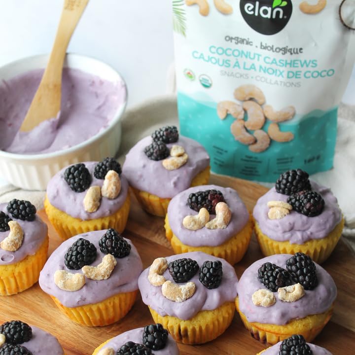 Elan Organic Coconut Cashews salad-topping image adds tropical crunch.