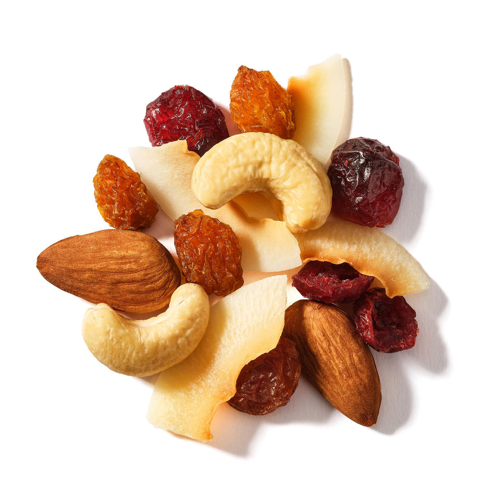 Elan Rainforest Mix roasted almonds close-up, heart-healthy crunch.