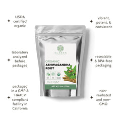 Elanen Naturals ashwagandha root infusion ready for brewing
