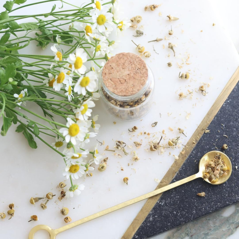 Elanen Naturals chamomile tea cup with amber infusion