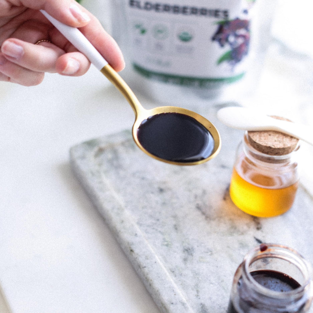 Elanen Naturals elderberries sourced in Europe, Ukraine—clean, full-bodied aroma.